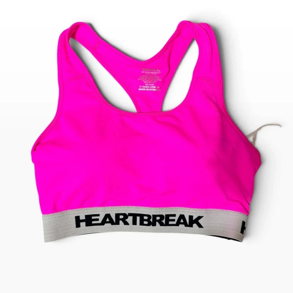 Heartbreak Women's sendy sports bra neon pink Athleisure Racerback Small NEW